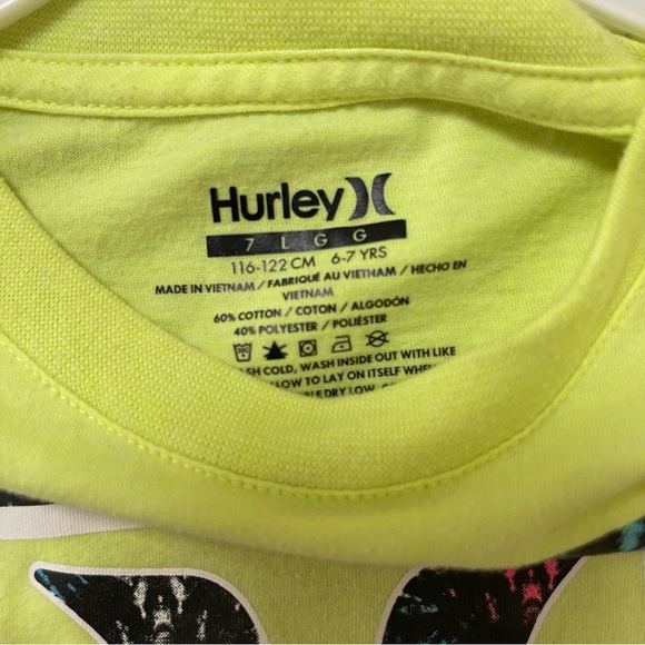 Hurley Kids Neon Green Graphic Tee size 6-7 yrs - Picture 4 of 4